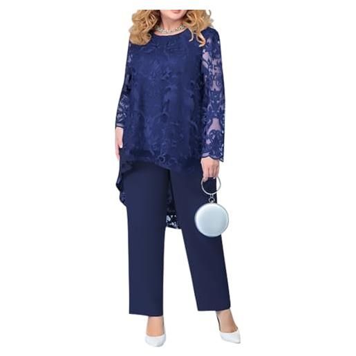 shownicer completo donna elegante tailleur in chiffon 2 pezzi set completi di pantaloni da cerimonia due pezzi set taglia grande abbigliamento per business e matrimoni a verde xxl