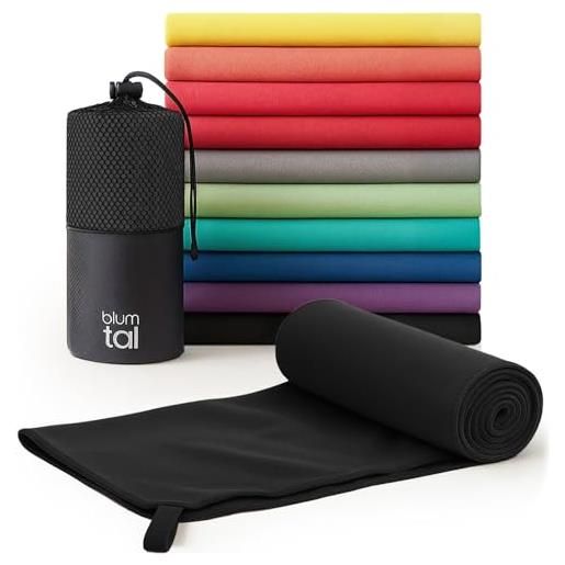 Blumtal - asciugamano in microfibra - set di 1 - asciugamano sportivo - telo mare da viaggio - asciugamano ad asciugatura rapida, compatto, ultraleggero e super assorbente - nero - 120 x 60 cm