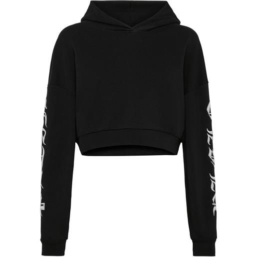 Philipp Plein felpa crop con cappuccio - nero