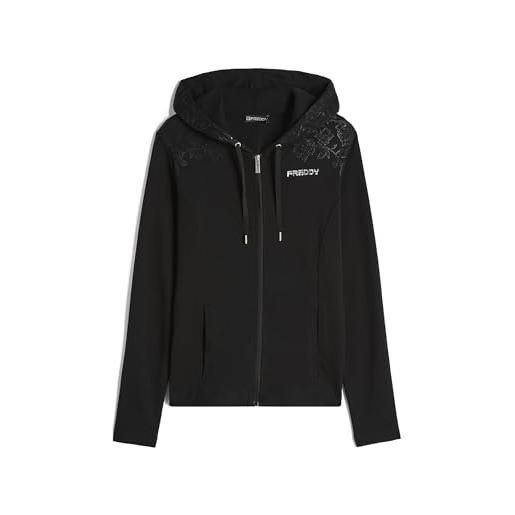 FREDDY felpa donna con grafica paisley su spalle e cappuccio, dettagli curati