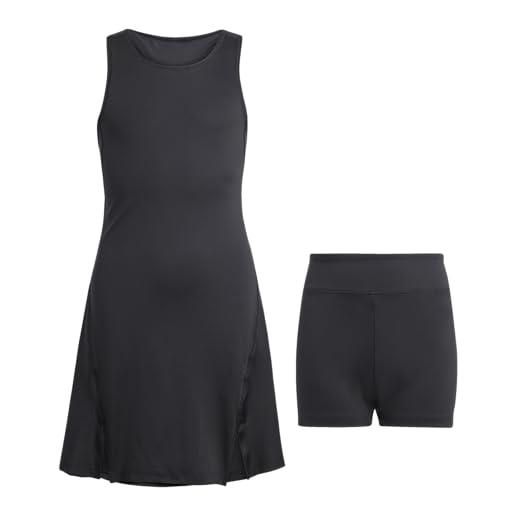 adidas bambina girls club tennis dress, black, 5-6 years
