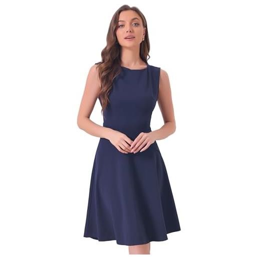 Allegra K donna abito tubino per abiti eleganti con scollo quadrato e linea ad a per ufficio da insegnante blu scuro s