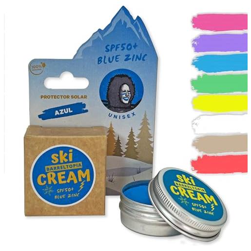Barreltopia crema solare ski stick spf 50 - protezione viso per montagna - bio e colorata - per bambini - protegge da freddo e vento - pfas free e impermeabile