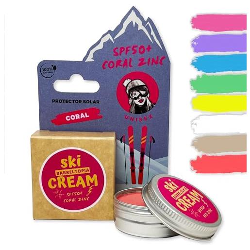 Barreltopia crema solare ski stick spf 50 - protezione viso per montagna - bio e colorata - per bambini - protegge da freddo e vento - pfas free e impermeabile
