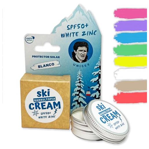 Barreltopia crema solare ski stick spf 50 viso - crema solare montagna - crema solare colorata bio - protezione solare 50 viso bambini - crema viso freddo e vento - pfas free e impermeabile