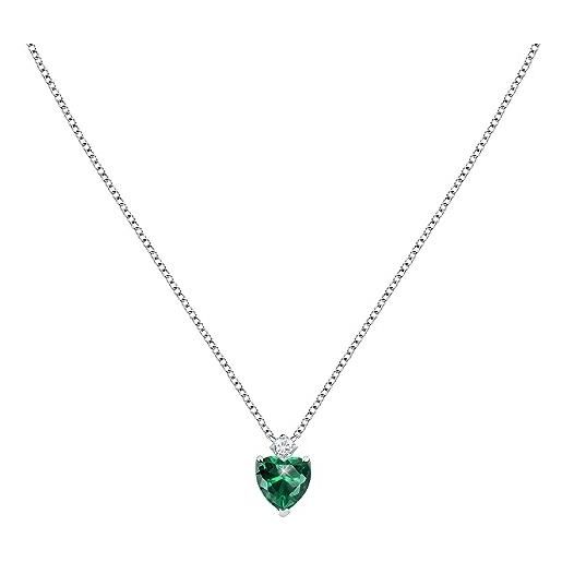 Morellato collana donna in argento 925‰, zircone, collezione tesori, cuore verde - saiw160