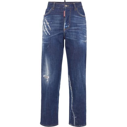 DSQUARED2 jeans dritti con effetto vissuto - blu