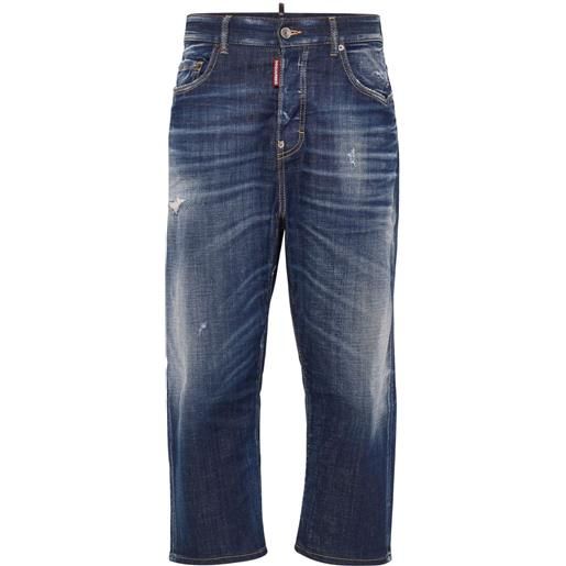 DSQUARED2 jeans crop con effetto schiarito - blu