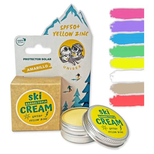 Barreltopia crema solare ski stick spf 50 - protezione viso per montagna - bio e colorata - per bambini - protegge da freddo e vento - pfas free e impermeabile