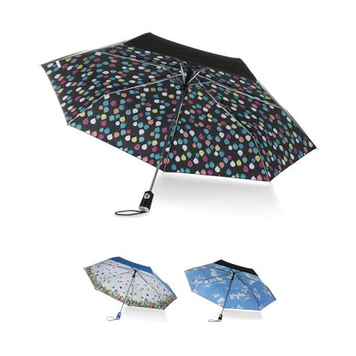 totes ombrello con apertura automatica a baldacchino, gocce di pioggia, taglia unica, ombrello con apertura automatica e chiusura a baldacchino