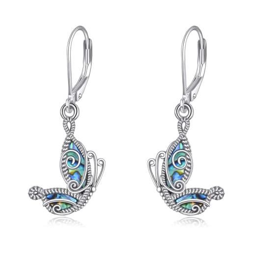 2 Paia Orecchini Pendenti Asimmetrici Con Ali Di Libellula E Farfalla - Design Unico Viola E Blu-Verde - Foto 2