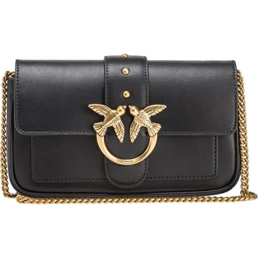 Pinko love one pocket c vitello seta nero antique gold 100061 a0f1 z99q