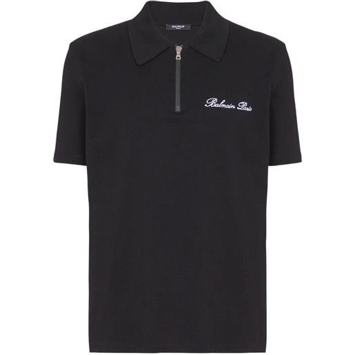 Balmain polo con ricamo - nero