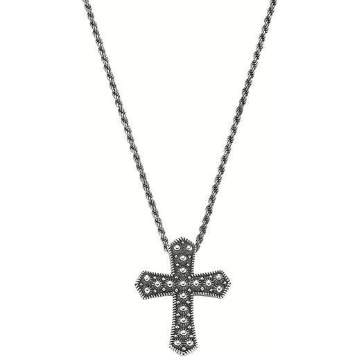 AMEN Gioielli - Collana Donna Argento 925 Con Ciondolo Croce E Zirconi Bianchi | Regalo Elegante Con Scatola E Certificato