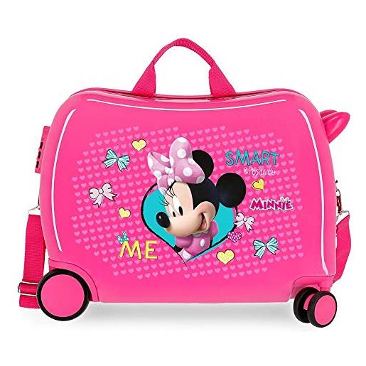 CARTOON trolley da viaggio minnie, disney, valigia in abs 50 cm, cavalcabile per bambini, trainabile