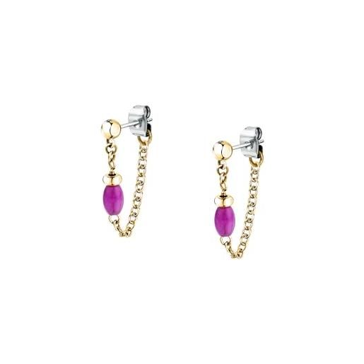 Morellato orecchini donna in acciaio, perle, collezione summer colours, lega di acciaio