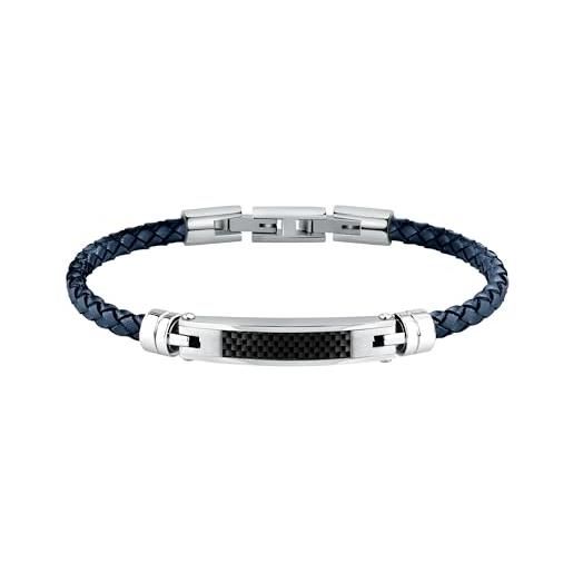 Morellato bracciale uomo acciaio pelle moody collezione sqh61, lega di acciaio