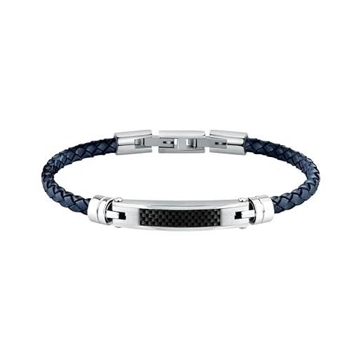 Morellato bracciale uomo acciaio pelle moody collezione sqh61, lega di acciaio