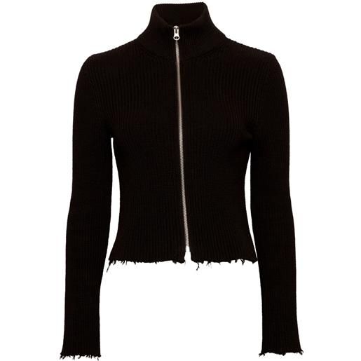 MM6 Maison Margiela cardigan a coste con zip - nero