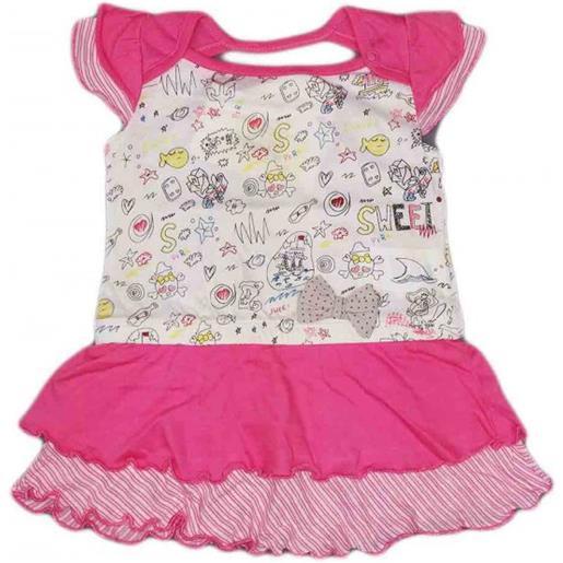 BABY DISTRIBUTION vestitino cotone bimba chicco bianco rosa 12 mesi