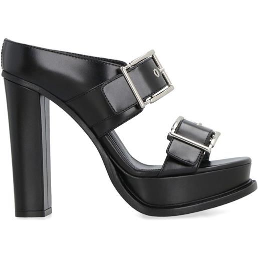 Alexander McQueen mules con plateau in pelle 120mm - nero