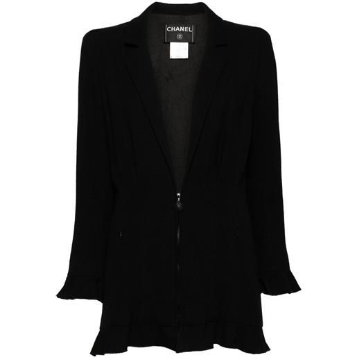 CHANEL Pre-Owned - giacca con mezza zip 2002 - donna - lana/seta/rayon/spandex/elastam - taglia unica - nero