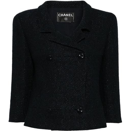 CHANEL Pre-Owned - giacca doppiopetto 2001 - donna - seta/acrilico/cotone/rayon/elastam/poliestere/nylon - taglia unica - blu
