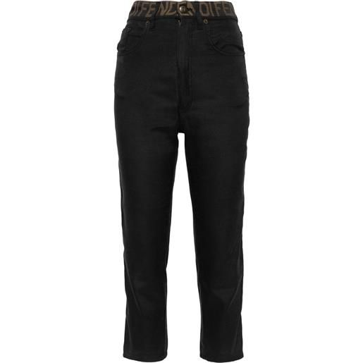 Fendi Pre-Owned - pantaloni crop con banda logo - donna - poliestere/cotone - taglia unica - grigio