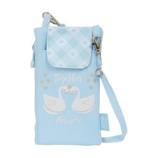Glowlab cisnes - portamonete standard, per cellulare, comodo e versatile, qualità e resistenza, 19 x 10 cm, colore blu chiaro, blu chiaro, estándar, casual