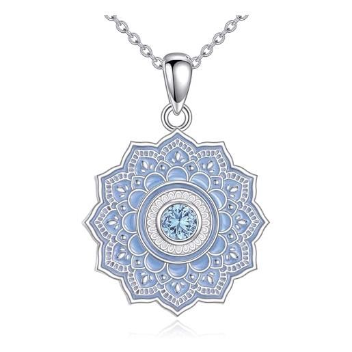 Ciondolo Fiore Di Loto In Argento Sterling 925 – Catena Regolabile 40-45 Cm, Ipoallergenico