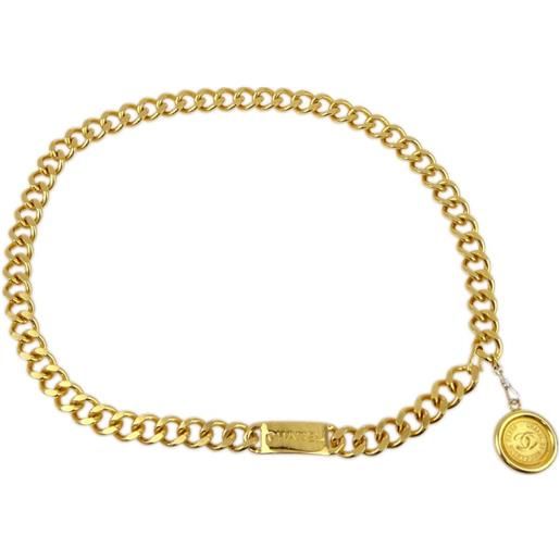 CHANEL Pre-Owned - cintura a catena medallion con logo anni '90-2000 - donna - placcatura in oro - taglia unica