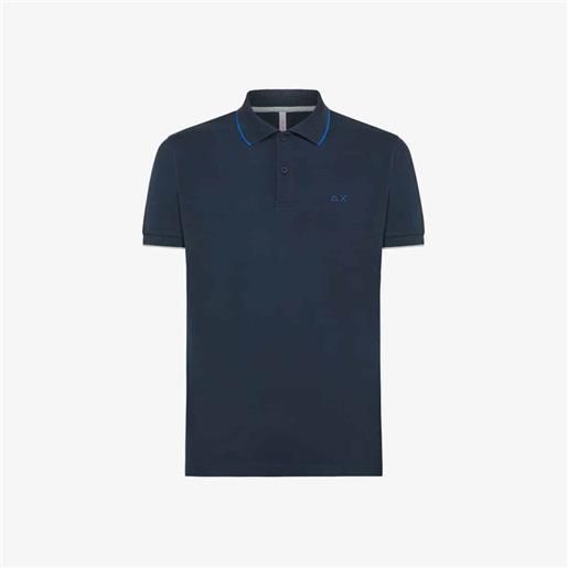 Sun68 - polo small stripes on collar blu