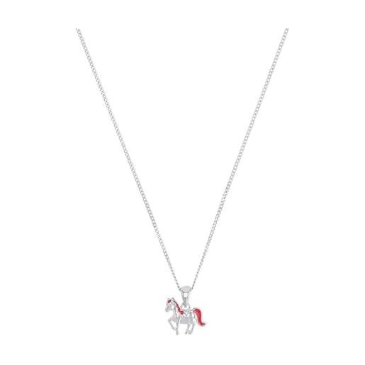 Prinzessin Lillifee collana con ciondolo in argento 925 per bambine, 35+3 cm, argento, cavallo, in confezione regalo, 2018177