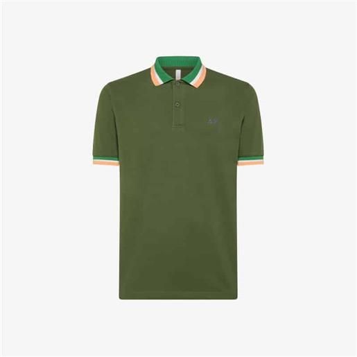 Sun68 - polo big collar multistripe verde