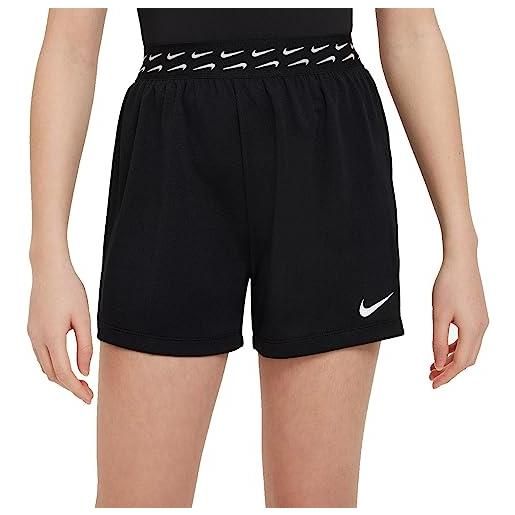 Nike girl's t-shirt g nk df trophy short, black/white, fb1092-010, xs