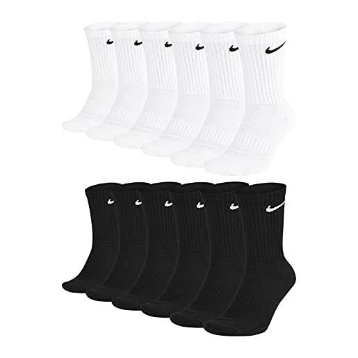 Nike everyday cushioned crew - calzini da allenamento da uomo, 6 paia, 34-38