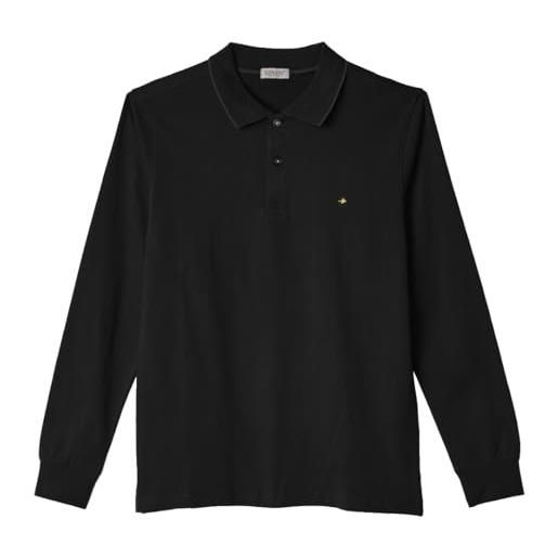 Coveri polo uomo caldo cotone jersey manica lunga taglie forti 3xl 4xl 5xl 6xl (it, testo, 5xl, regular, regular, nero)