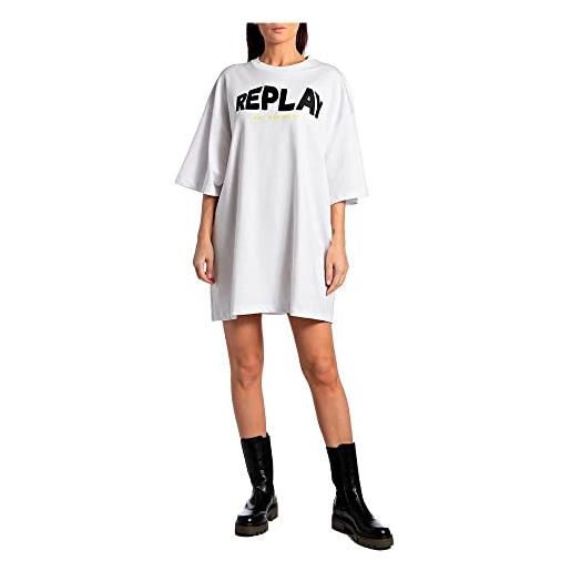 Replay w9120 vestito casual, 001 bianco, s donna