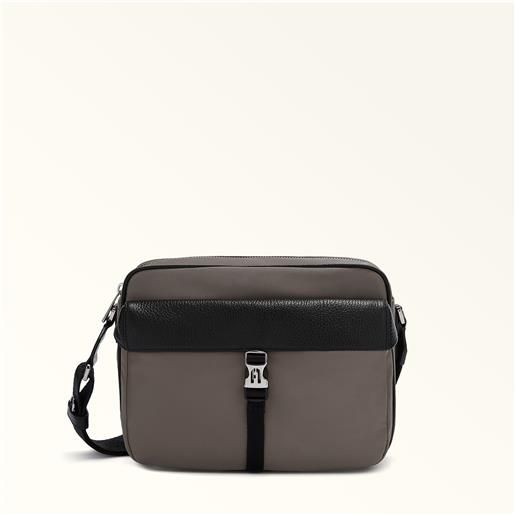 Furla man cosmo borsa a tracolla moka marrone nylon uomo