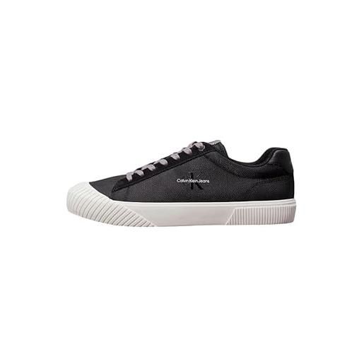Calvin Klein jeans uomo sneakers vulcanizzate skater scarpe, nero (black/bright white), 46