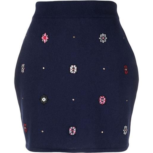 Barrie floral-motif cashmere-cotton straight skirt - blu