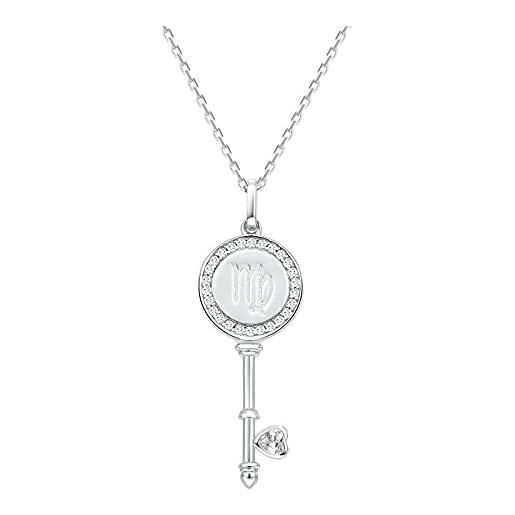 Collana Donna Con Ciondolo Chiave In Argento 925 - Lunghezza Regolabile 46-56 Cm, Gioiello Minimalista Ipoallergenico, Regalo Di Compleanno