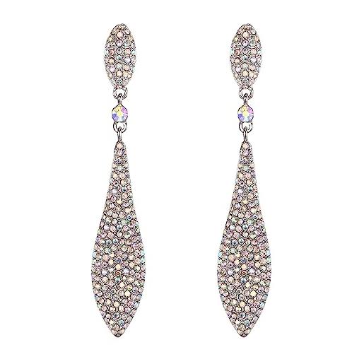 BiBeary Orecchini Pendenti Foglia Vintage Con Zirconi – Donna, Eleganti, Ipoallergenici, 3,5 Cm