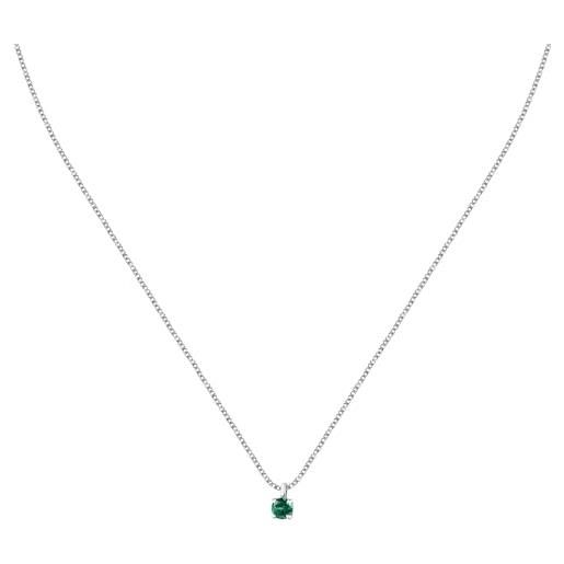 Morellato collana donna in argento 925% riciclato, zircone verde, collezione tesori - saiw173