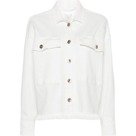 Eleventy camicia con frange - bianco