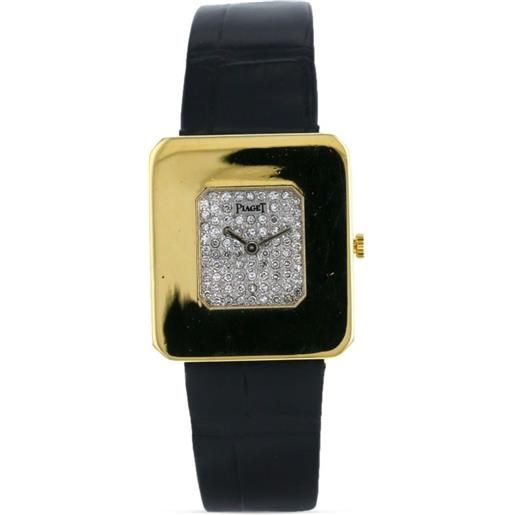Piaget - orologio con quadrante di diamanti pre-owned anni '70 - donna - oro giallo/pelle/vetro zaffiro - taglia unica - argento