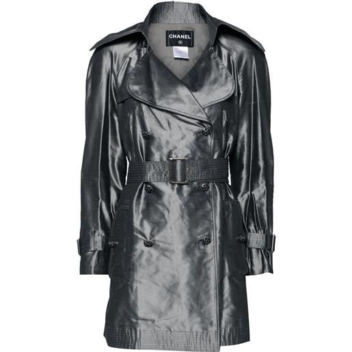 CHANEL Pre-Owned - trench doppiopetto 2008 - donna - seta/seta - taglia unica - grigio