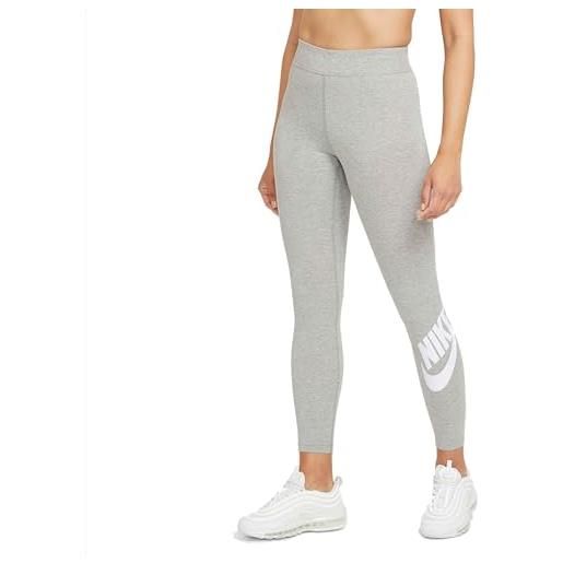 Nike women's tight w nsw essntl gx hr lggng ftra, dk grey heather/white, cz8528-063, xs-s