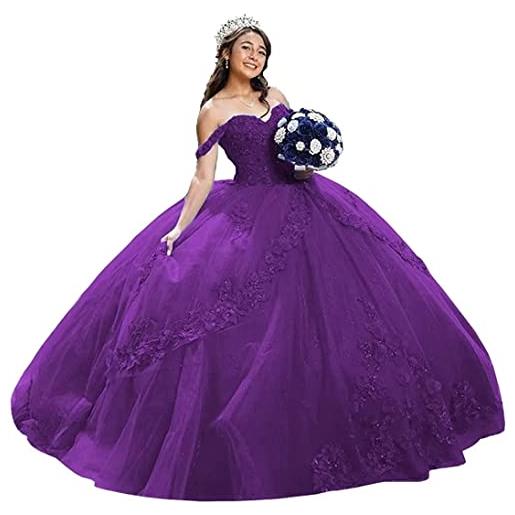 Fuomomo elegante abito da sera bar mitzvah in tulle con spalline sottili, abito da sera lungo gonfio, applicazioni in pizzo da donna