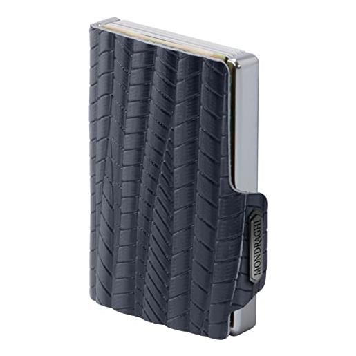 MONDRAGHI - mini portafoglio ultraleggero slim - porta carte di credito tessere monete e tag - vera pelle piccolo e tascabile - evolution (blue)